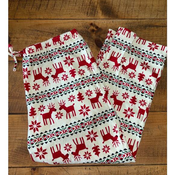 Hanna Andersson Mens Christmas Moose Flannel Pajama Pants Pockets Tie Waist XL - Picture 1 of 10